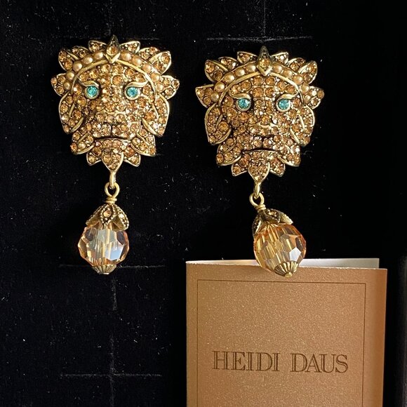 Heidi Daus Lions Crystal Statement Pierced Earrings NIB - Picture 1 of 8